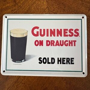 Guinness On Draught Metal Sign - Red, Black, White